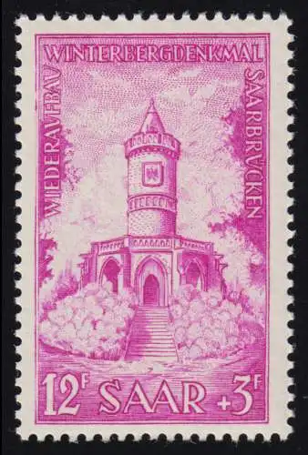 Saarland 374a dunkellila Wiederaufbau Denkmäler 12 Fr 1956, postfrisch **