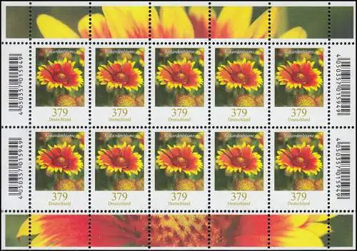 3399 Blumen 379 Cent Korkardenblume - Zehnerbogen, postfrisch **