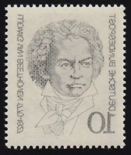 616 Beethoven mit Vollabklatsch der schwarzen Druckfarbe auf der Gummiseite, **