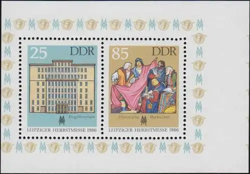 Block 85 Leipziger Herbstmesse 1986 stark verschnittener Block, postfrisch **