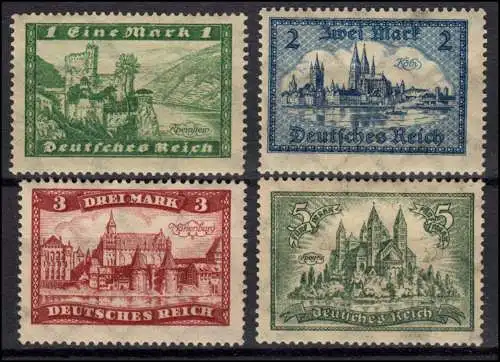 364-367 Bauwerke 1924, Satz entfalzt / Gummimängel *