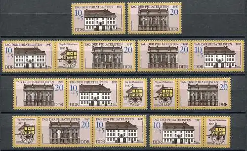 3118-3119 Philatelie - Tag der Philatelisten, 6 ZD + 2 Ezm, Set postfrisch **