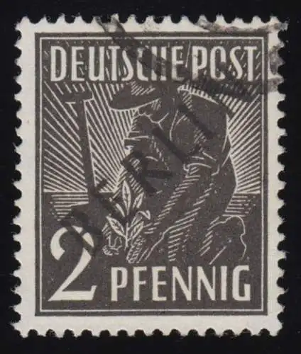 1 Schwarzaufdruck 2 Pf, gestempelt O