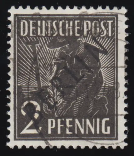 1 Schwarzaufdruck 2 Pf, gestempelt O