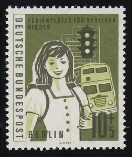 194 Ferienplätze Berliner Kinder 10+5 Pf. mit Passerverschiebung hellgrün, **