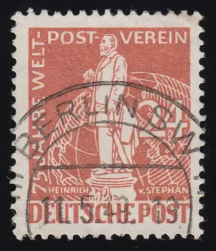 37 I Stephan UPU 24 Pf. mit PLF L in Welt gebrochen, Bedarfszähnung, O 11.5.49