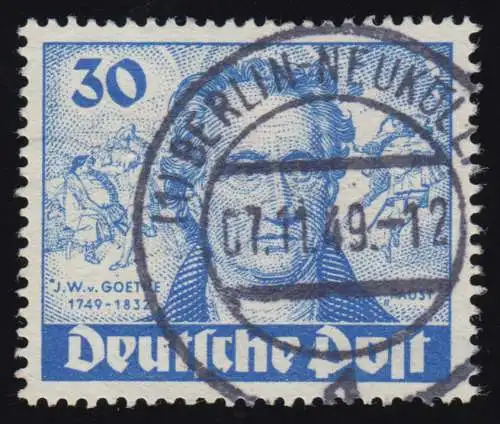 63 I Goethe 30 Pf, mit Plattenfehler PLF Fleck vor J, (unten links), gestempelt O