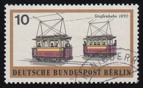 380I Straßenbahn mit PLF I: Linienbruch über Mann mit Hut, gestempelt O
