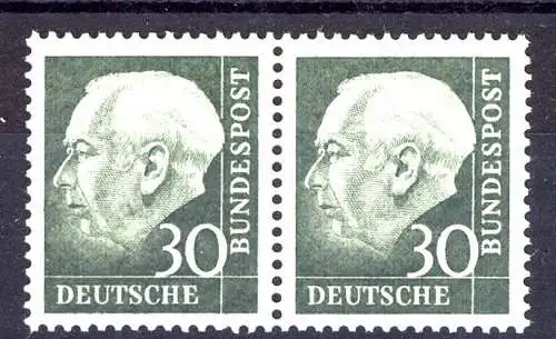 259v Heuss II 30 Pf waag. Paar ** postfrisch