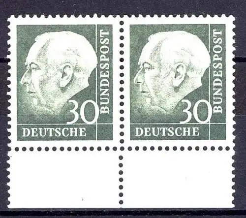259v Heuss II 30 Pf Paar UR ** postfrisch