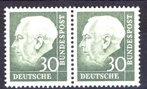 259w Heuss II 30 Pf waag. Paar ** postfrisch