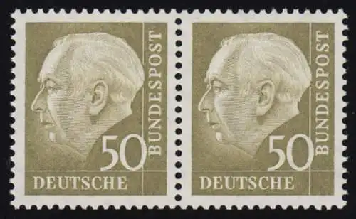 261v Heuss II 50 Pf waag. Paar ** postfrisch