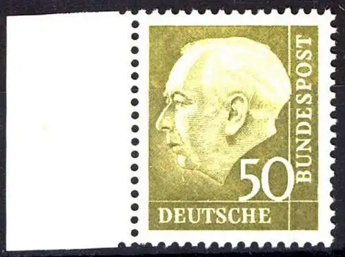 261w Heuss II 50 Pf Seitenrand li. ** postfrisch