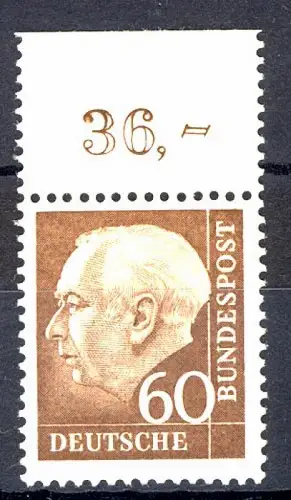 262v Heuss II 60 Pf Oberrand ** postfrisch