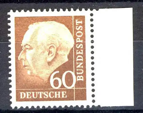 262w Heuss II 60 Pf Seitenrand re. ** postfrisch