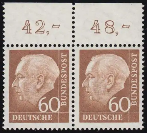 262w Heuss II 60 Pf Paar OR ** postfrisch