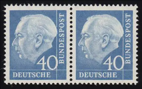 260w Heuss II 40 Pf waag. Paar ** postfrisch