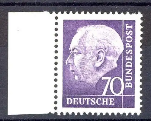 263w Heuss II 70 Pf Seitenrand li. ** postfrisch