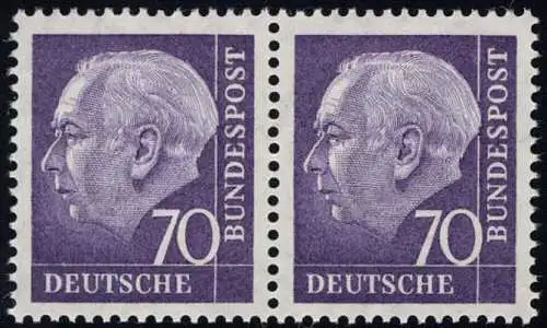 263w Heuss II 70 Pf waag. Paar ** postfrisch