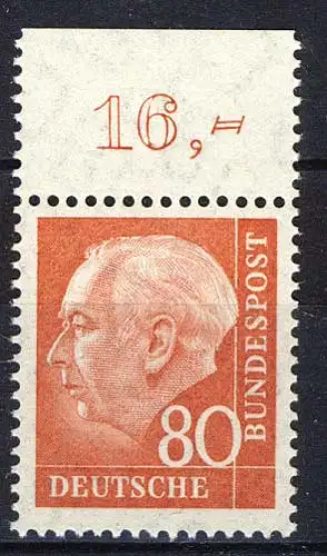 264v Heuss II 80 Pf Oberrand ** postfrisch