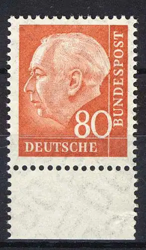 264v Heuss II 80 Pf Unterrand ** postfrisch