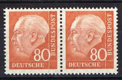 264v Heuss II 80 Pf waag. Paar ** postfrisch