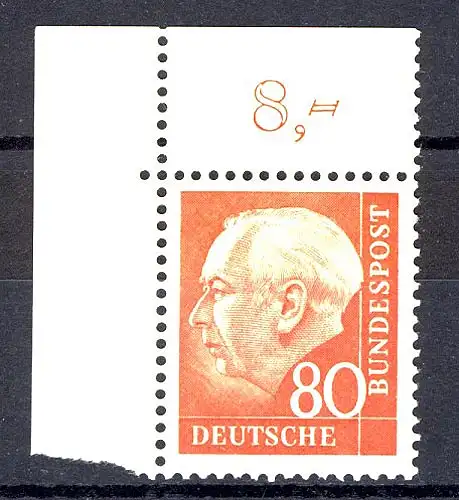 264w Heuss II 80 Pf Ecke ol ** postfrisch
