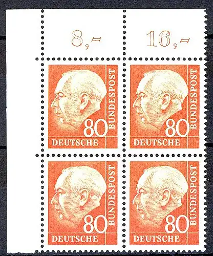 264w Heuss II 80 Pf Eck-Vbl. ol ** postfrisch