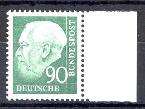 265v Heuss II 90 Pf Seitenrand re. ** postfrisch