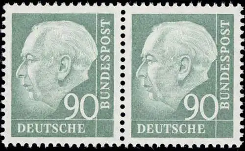 265w Heuss II 90 Pf waag. Paar ** postfrisch
