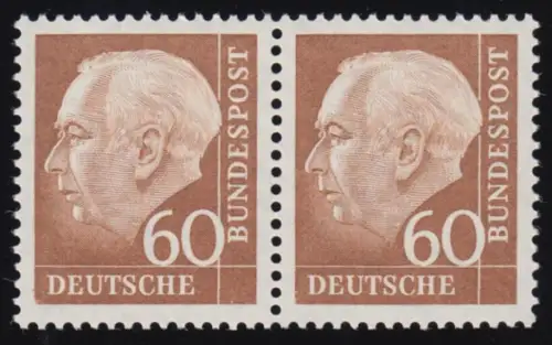 262v Heuss II 60 Pf waag. Paar ** postfrisch