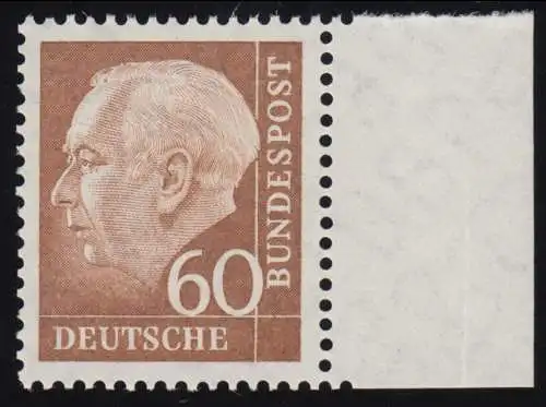 262v Heuss II 60 Pf Seitenrand re. ** postfrisch