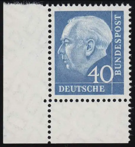 260v Heuss II 40 Pf Ecke ul ** postfrisch