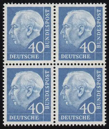 260v Heuss II 40 Pf Viererblock ** postfrisch
