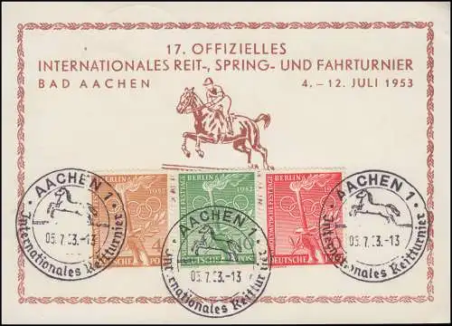 88-90 Vorolympia-Satz Karte Reitturnier Fahrturnier Springturnier Aachen 5.7.53
