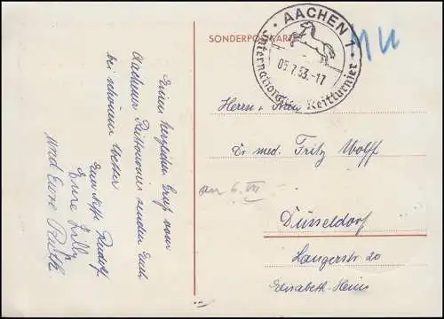 88-90 Vorolympia-Satz Karte Reitturnier Fahrturnier Springturnier Aachen 5.7.53