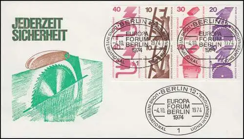 HBl. 17 aus MH 9 Unfall auf Schmuck-FDC ESSt BERLIN Europa-Forum 4.10.1974