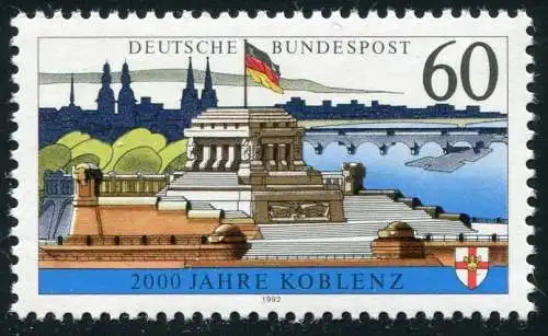 1583y Koblenz mit PLF Unterbrechung im Geländer über dem E von Jahre, Feld 7 **
