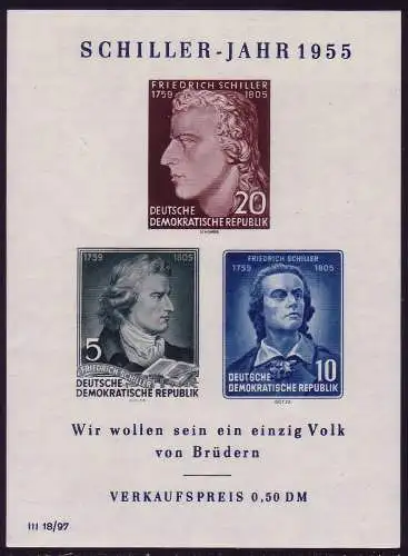Block 12 X I Schiller PLF IX (mit IV), postfrisch **