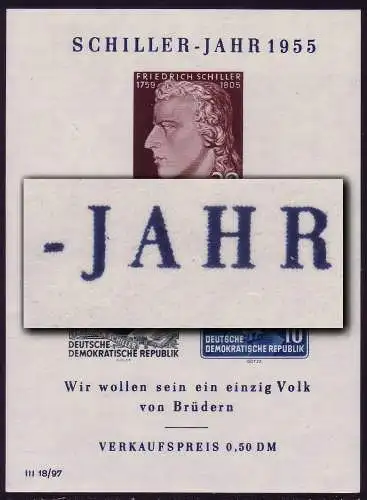 Block 12 X I Schiller PLF IX (mit IV), postfrisch **