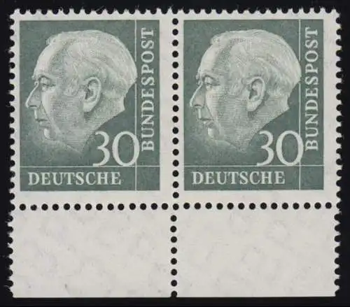 259w Heuss II 30 Pf Paar UR ** postfrisch