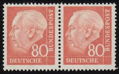 264w Heuss II 80 Pf waag. Paar ** postfrisch