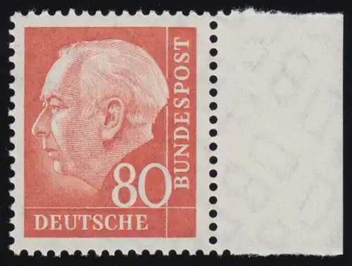 264v Heuss II 80 Pf Seitenrand re. ** postfrisch