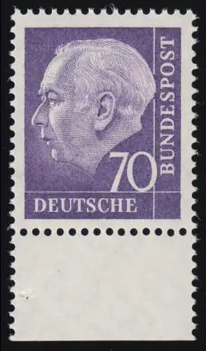 263w Heuss II 70 Pf Unterrand ** postfrisch