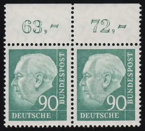 265v Heuss II 90 Pf Paar OR ** postfrisch