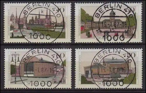 772-775 - 750 Jahre Berlin, Einzelmarken aus Block 8, zentrische Vollstempel O