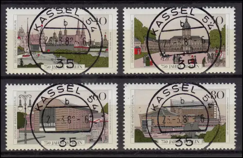 772-775 - 750 Jahre Berlin, Einzelmarken aus Block 8, zentrische Vollstempel O