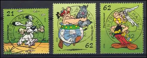 3175-3177 Asterix, Obelix, Idefix - Einzelmarken aus Block 80, zentrisch O