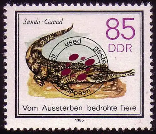 2956 Aussterben bedr. Tiere 85 Pf 1985 Sunda-Gavial O