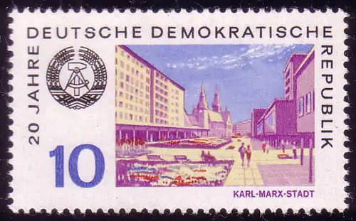 1505 20 Jahre DDR Chemnitz 10 Pf, postfrisch **